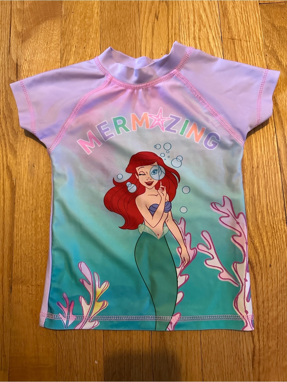 Disney Little Mermaid Pink Purple Teal 'Mermazing' Rash Guard